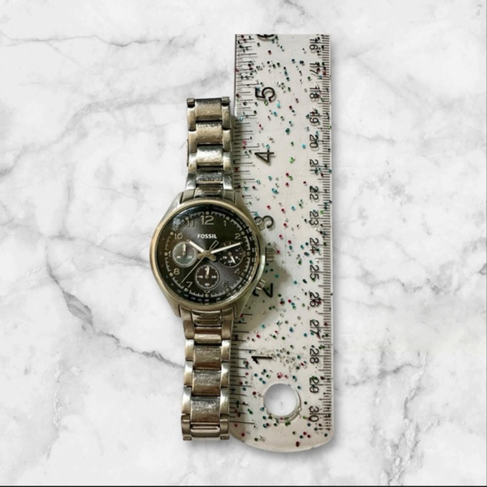 Fossil Women’s Silver Tone Chronograph Stainless Steel Bracelet Watch